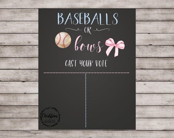 Gender Reveal Decorations, Baseball Or Bows, Cast Your Vote, Baseballs Or Bows, Baseball Gender, Gender Reveal Decor, Gender Reveal Sign