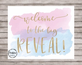Reveal Welcome, Gold Gender Reveal, Gender Reveal Sign, Gender Reveal Signs, Reveal Party Sign, Gender Welcome, Big Reveal Sign, Gender Sign