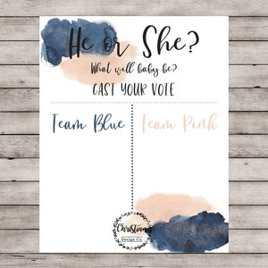 Navy Blush Gender Reveal Ideas, Navy Blue and Pink Gender Reveal Sign, Gender Reveal Games, Gender Reveal Decorations,  He Or She Printable