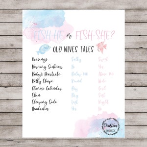 Fishing Gender Reveal, Fish he or Fish She Old Wives Tales, Fish Gender Reveal, Gender Reveal Ideas, Fishing Gender Reveal Theme, Pink Blue