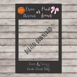 Basketball Gender Reveal Photo Frame, Throws Or Pink Bows Gender Reveal, Free Throws or Pink Bows, Basketball Reveal, Free Throws or Bows