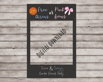 Basketball Gender Reveal Photo Frame, Throws Or Pink Bows Gender Reveal, Free Throws or Pink Bows, Basketball Reveal, Free Throws or Bows