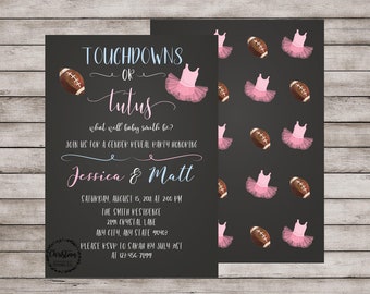Touchdowns Or Tutus Invitation, Gender Reveal Invitation, Gender Reveal Invite, Touchdown or Tutu, Tutus And Touchdowns, Touchdowns Tutus