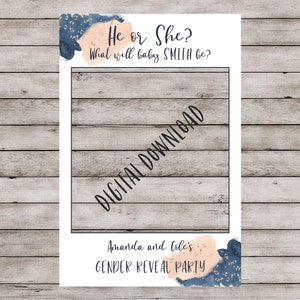 Navy and Blush Gender Reveal Frame, Instagram Frame Prop, Gender Reveal Photo Prop, Gender Reveal Ideas, Photo Frame Prop, Reveal Photo Prop