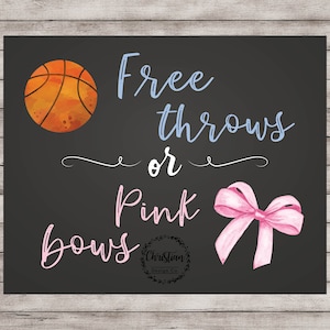 Basketball Gender Reveal Sign, Free Throws Pink Bows, Free Throws Or Pink Bows Gender Reveal, Balls Or Bows, Basketball Reveal, Reveal Party