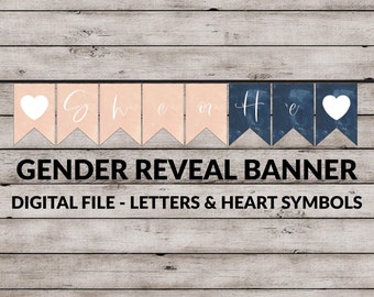 Navy and Blush Gender Reveal, Gender Reveal Decor, Gender Reveal Ideas, Gender Reveal Banner, He or She Reveal Sign, Gender Reveal Party