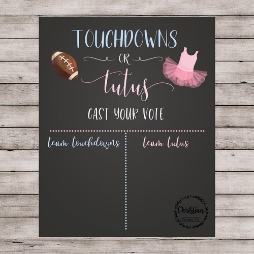 Touchdowns or Tutus Gender Reveal Welcome Sign Printable - Etsy
