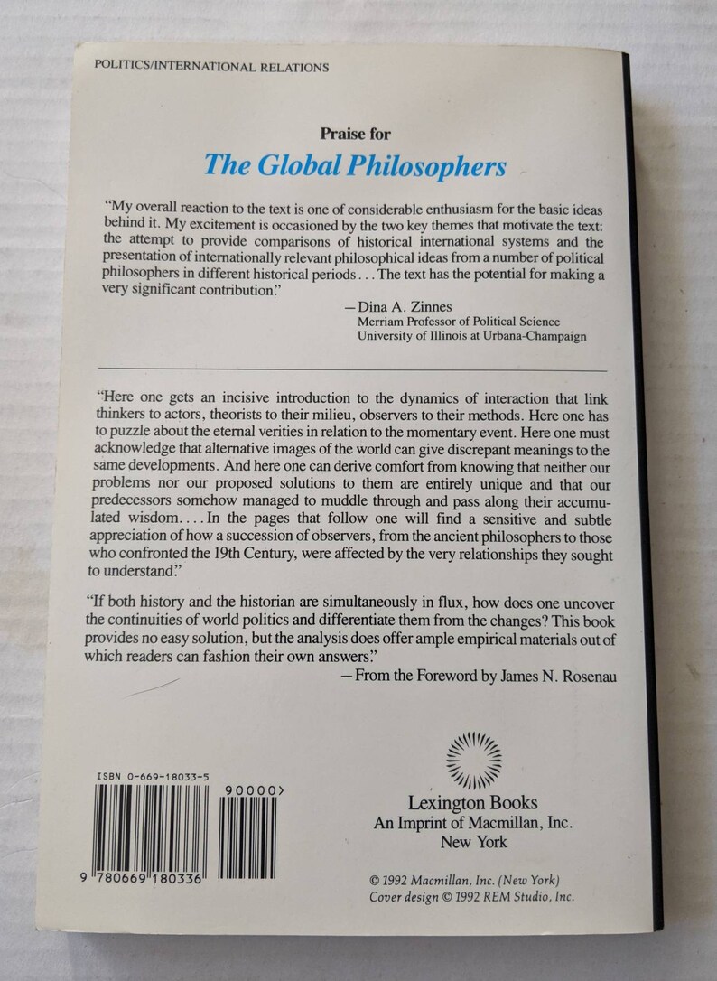 The Global Philosophers World Politics in Western Thought, Mark V ...