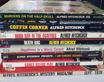 Lot of 8 Alfred Hitchcock books, 7 mysteries and 1 Mystery Magazine, 1968-1971