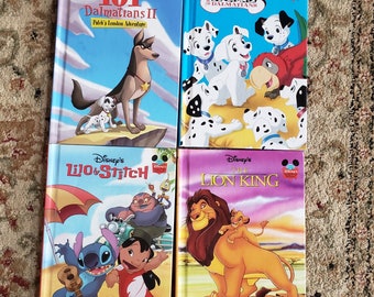 Lote de 4 El maravilloso mundo de la lectura de Disney, 1993-2003, 101 y 102 Dálmatas, Lilo & Stitch, El Rey León, HC