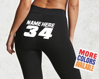 NAME NUMBER Leggings Black Pant Workout Yoga Booty Ass Across Butt Wife Racer Husband Gift Custom Personalized Motorcycle Car Truck Racing