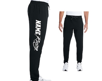 CUSTOM RACING JOGGER Black Sweatpants Gym Pants Side Team Pit Crew Last Name Motocross Drag Personalized Customized Printed  Girl Wife Gift