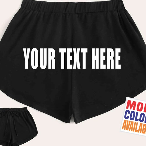 YOUR TEXT HERE Solid Black Dolphin Shorts High Waisted Gym | Etsy