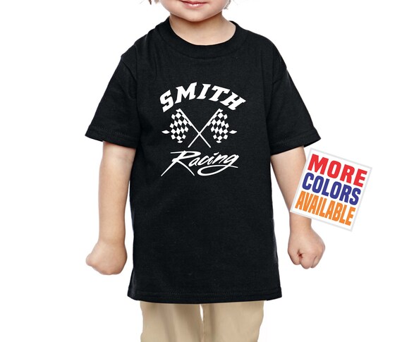 LAST NAME RACING T Shirt Kids Toddler Youth Child Tee Infant Birthday Gift Personalized Custom Dirt Bike Utv Quad Drag Racer Pit Crew Family