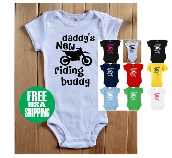 DADDY/'S RIDING BUDDY BABY T SHIRT INFANT DIRT BIKE NUMBER PLATE MOTOCROSS MOTO