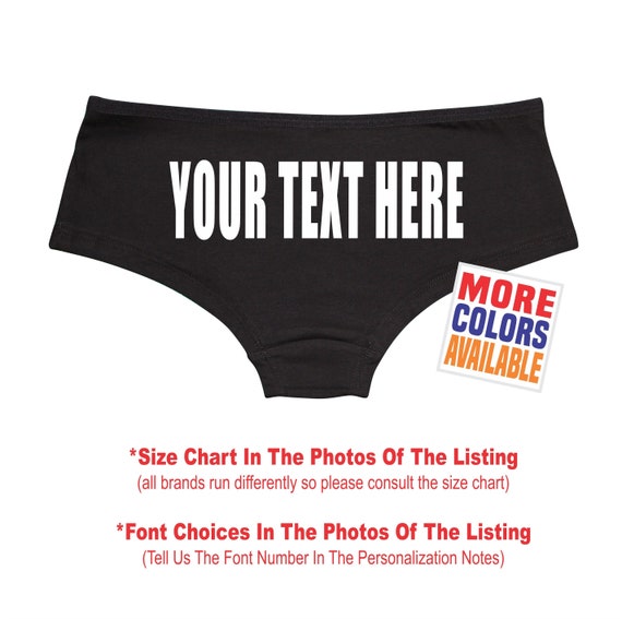 YOUR TEXT HERE Black Boyshorts Panties Underwear Boy Short Undies   Ass Custom Personalized Customized Name Logo Design Print Gift
