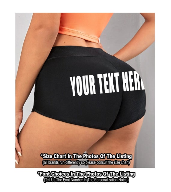 YOUR TEXT HERE Booty Shorts Dolphin Active Black Cheeky Gym Work