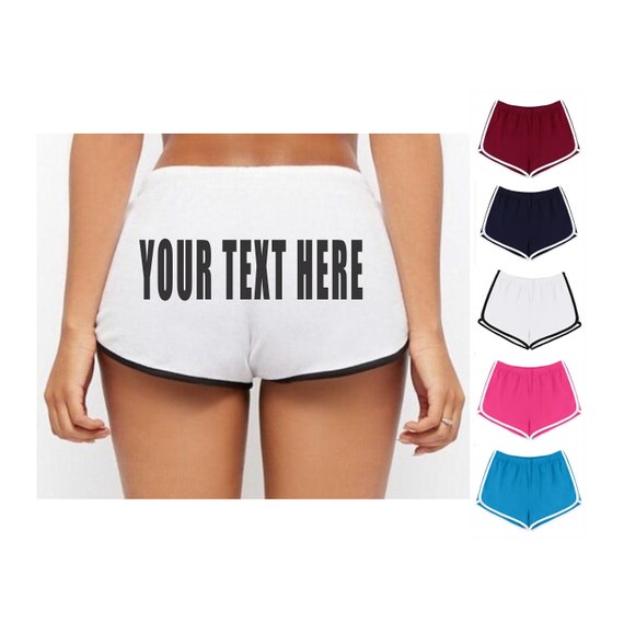 CUSTOM BOOTY SHORTS Color Retro Contrast Trim Cheeky Gym Printed  Personalized Customized Name Logo Team Vintage Your Text Here Group Bulk 