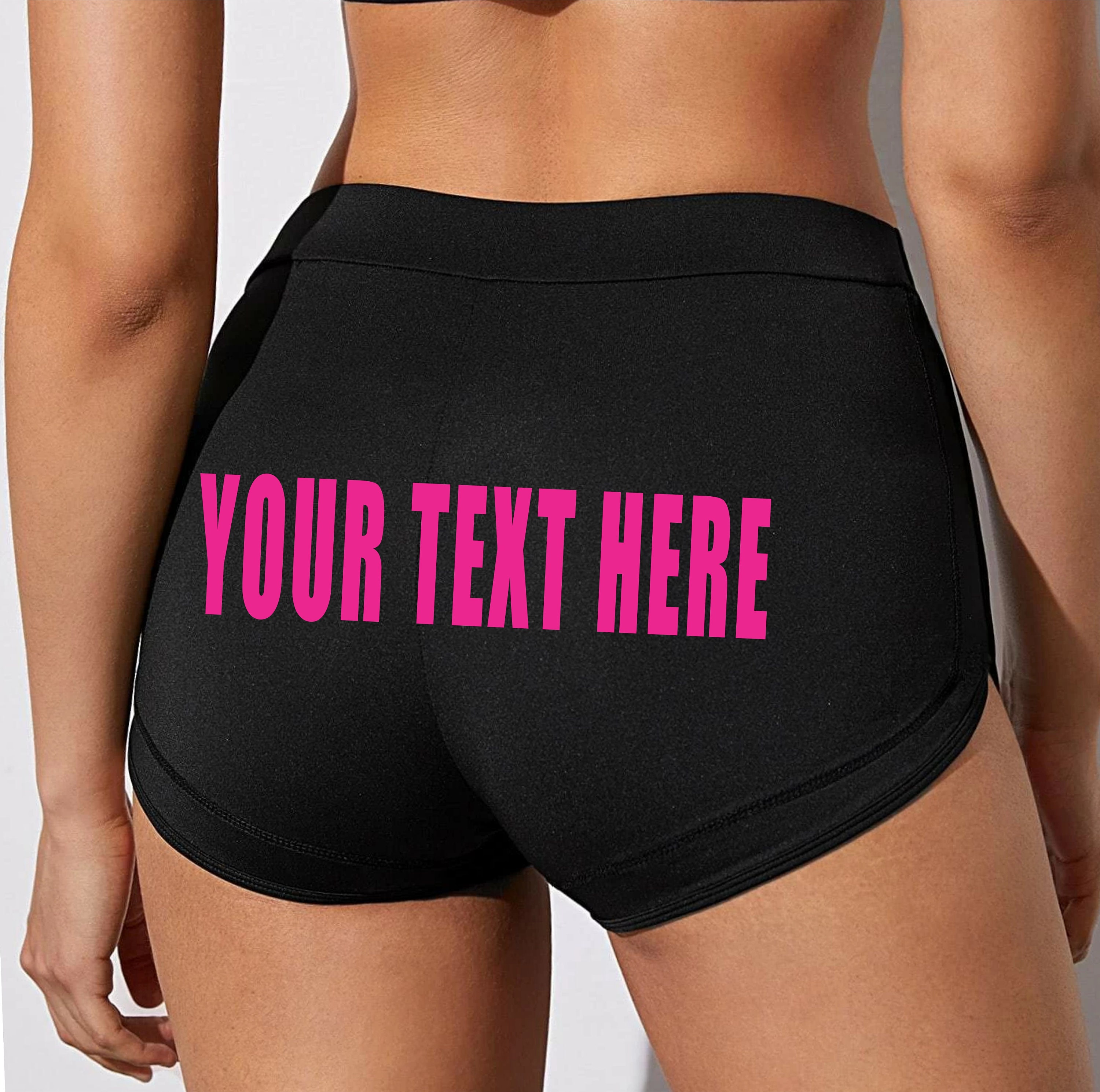 Create Your Own Personalized All Yours Now Add Text Here Cute Hearts Custom  Booty Shorts Black at  Women's Clothing store