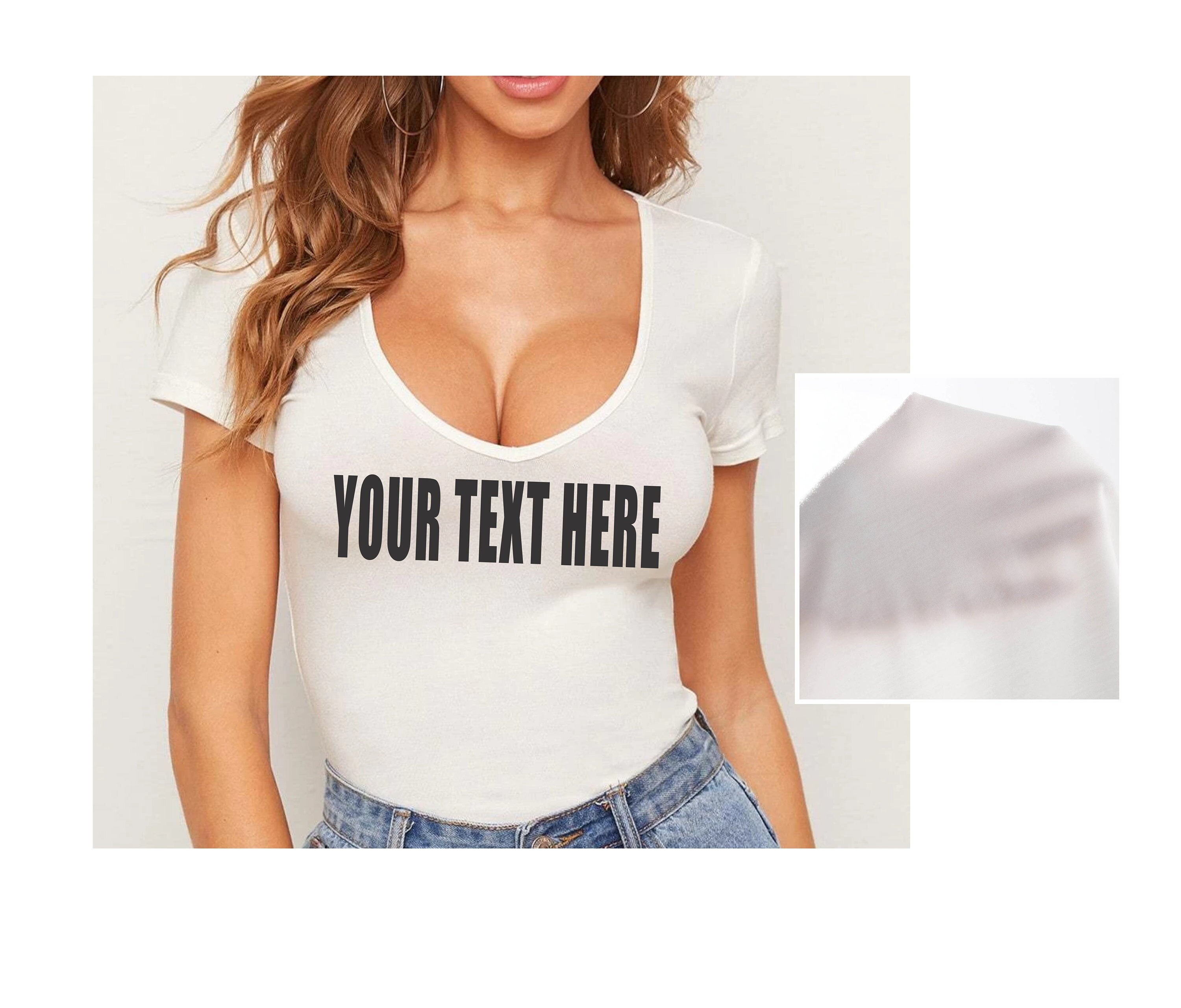sexy plus size low-cut cleavage v-neck t-shirt tee top 1x2x3x 