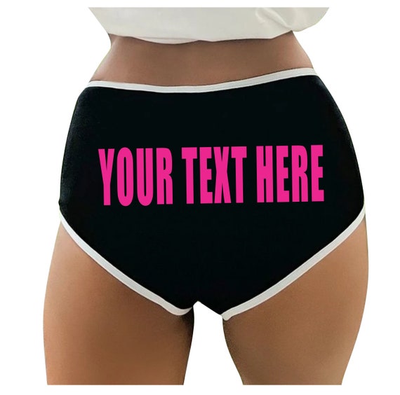 YOUR TEXT HERE Black Contrast White Trim Underwear Panties