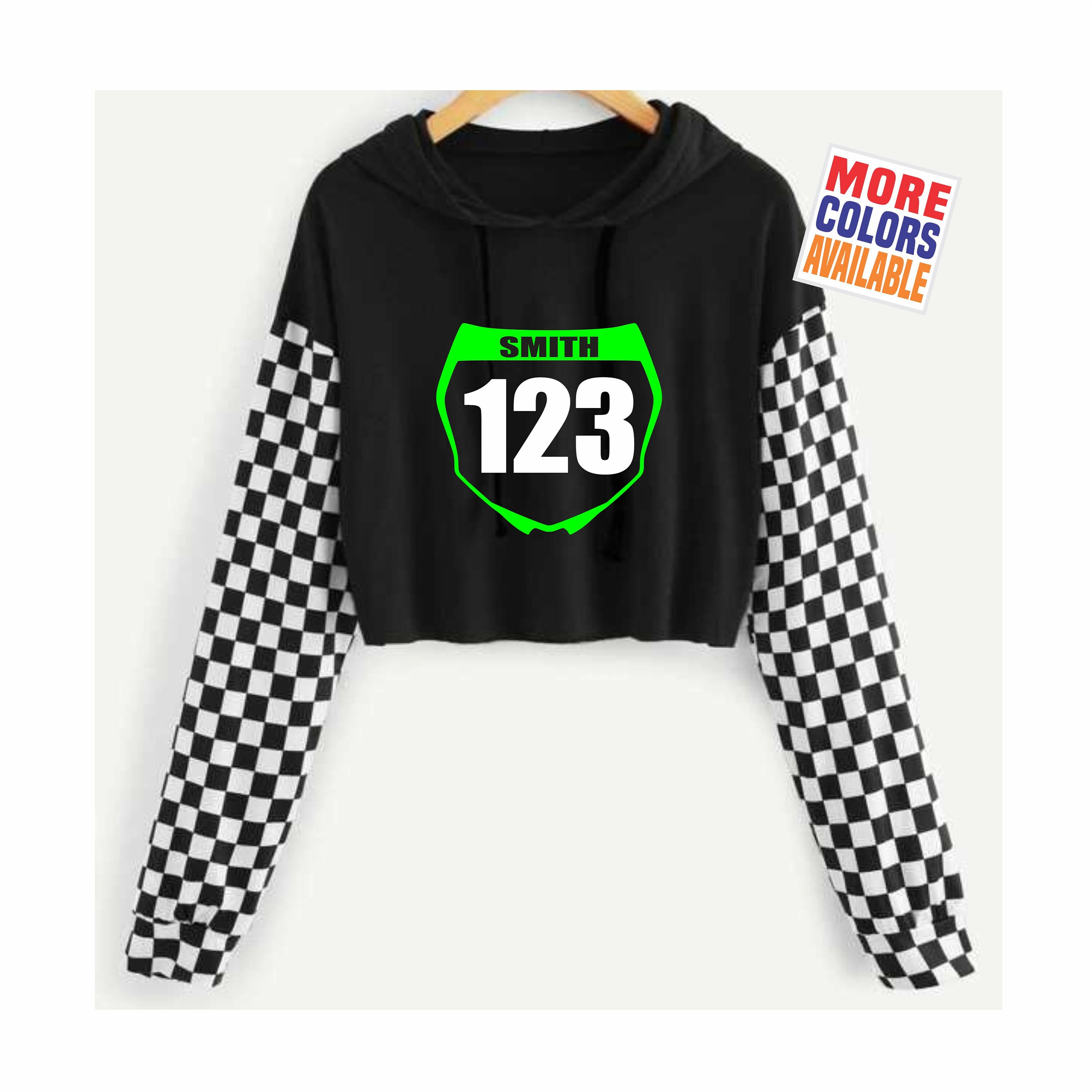 Checkered crop top hoodie shop