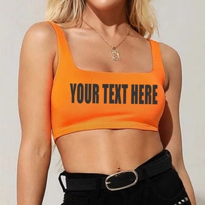 YOUR TEXT HERE Crop Tank Top Shirt Women's Girls Custom Printed Personalized Words Cute College Game Day Party Gift Team Group Bulk Order image 8