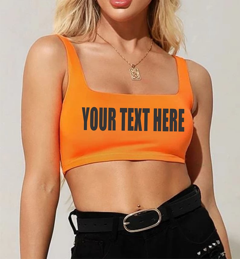 YOUR TEXT HERE Crop Tank Top Shirt Women's Girls Custom Printed Personalized Words Cute College Game Day Party Gift Team Group Bulk Order image 8