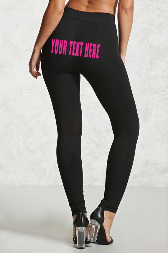 CUSTOM LEGGINGS Black Pants Workout Yoga Gym Your Text Here