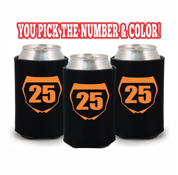 3x MOTOCROSS NUMBER PLATE Drink Cooler Custom Personalized Front Graphics Dirt Bike Motorcycle Mx Flat Track Insulated Beer Soda Can Cover