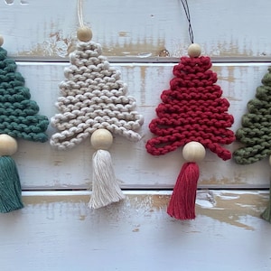 Macrame Christmas Tree | Christmas Ornament | Christmas Decor | Holiday Decor | Olive Green | Ivy | White | Natural | Christmas