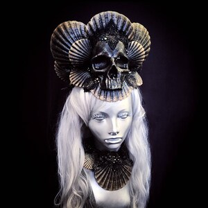 SIREN OF DOOM Dark Mermaid Crown Skull Bone Headpiece Gothic Haute ...