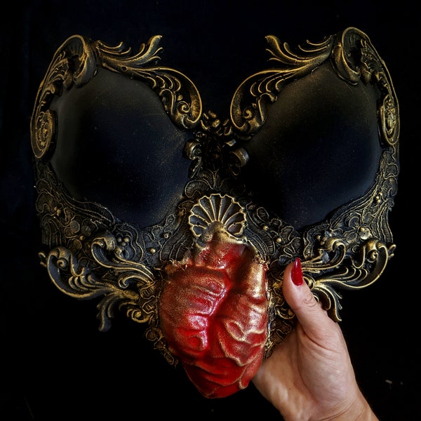 QUEEN OF HEARTS | Macabre Lingerie Anatomical Heart Bra Top Evil Witch Vampire Ghost Gothic Halloween Samhain Showgirl Baroque Burning Man