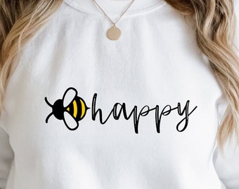 Bee happy svg-insect lovers-bee lovers-bee shirt-insect tshirt-bee quote-bee design-positivity-inspirational-happy vibes-wall art-mug-cricut