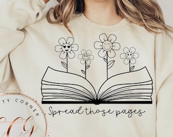 Spread those pages svg-book tbr-book lovers-smutty books-romance reader-floral book svg-smut png-funny book png-book shirt-cricut-silhouette
