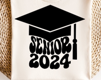 Senior 2024 svg-back to school svg-cute senior tshirt-graduation svg-cap and gown svg-retro senior 2024 svg-svg files for cricut-2024 grad