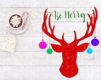 Christmas SVG Cutting File-Deer SVG-Christmas-Cricut-Cute SVG-Instant Download-Digital File-Xmas design-Deer Cut file-Be Merry- Merry Xmas
