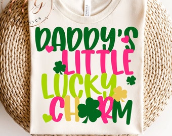 St Patricks svg png-daddys little lucky charm-st pattys day shirt-holiday design-cute baby svg-kids st patricks day tshirt-cricut-silhouette