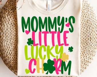 St Patricks svg png-mommys little lucky charm-st pattys day shirt-holiday design-cute baby svg-kids st patricks day tshirt-cricut-silhouette