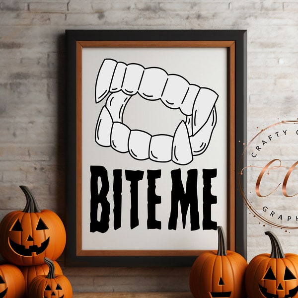 Bite me svg-retro halloween svg-funny png-spooky season svg-funny halloween sublimation-instant download-cricut-retro shirt-vampire fangs