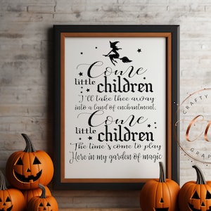 SVG-Sanderson Sister-Hocus Pocus SVG-Come kleine kinderen-Witch-fly-Halloween-film-lied-Quote-Cricut-Instant Download-digitaal bestand-opstrijkbare