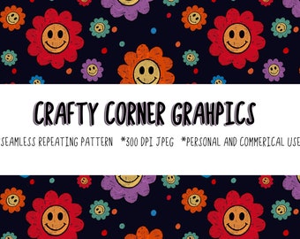 Retro flower seamless pattern-commercial/personal use-clothing pattern-vintage flower design-sublimation-digital download-retro background