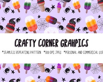 Seamless pattern-halloween seamless pattern-summerween pattern-hand drawn-funny cute summer design-sublimation design-repeating pattern-fall