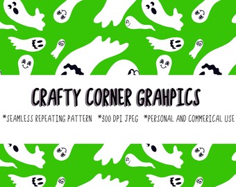 Seamless pattern-halloween seamless pattern-ghost pattern-hand drawn-funny cute ghost design-sublimation ghost design-repeating pattern-fall