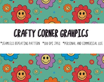 Retro flower seamless pattern-commercial/personal use-clothing pattern-vintage flower design-sublimation-digital download-retro background