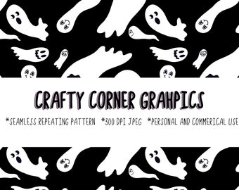 Seamless pattern-halloween seamless pattern-ghost pattern-hand drawn-funny cute ghost design-sublimation ghost design-repeating pattern-fall