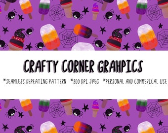 Seamless pattern-halloween seamless pattern-summerween pattern-hand drawn-funny cute summer design-sublimation design-repeating pattern-fall