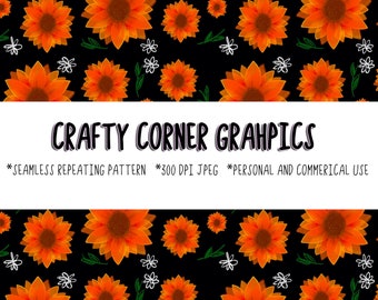 Seamless pattern-sunflower pattern-flower sublimation design-repeating pattern-boho-hippie-scrapbooking-digital paper-jpeg-seamless file