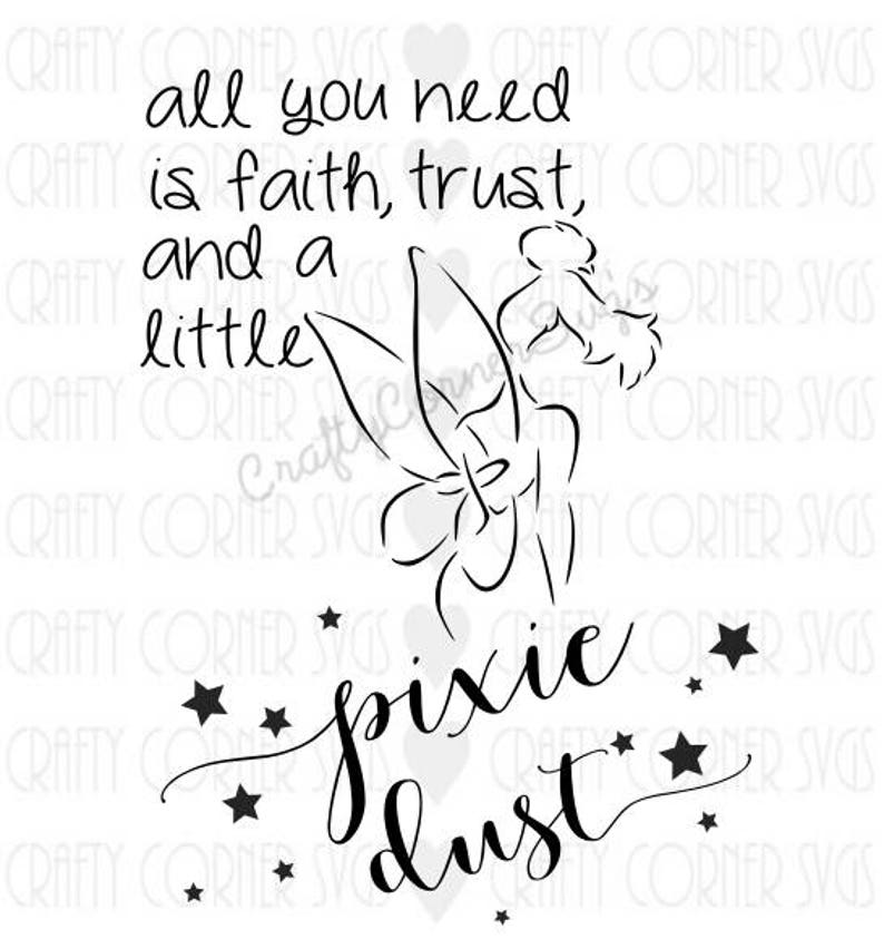 Tinkerbell quote-pixie dust-faith-trust-peter pan-Disney | Etsy