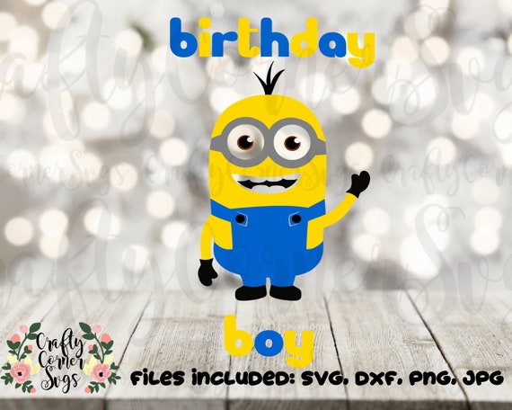 Download Svg Minion Birthday Boy Party Tshirt Iron On Printable Happy Etsy
